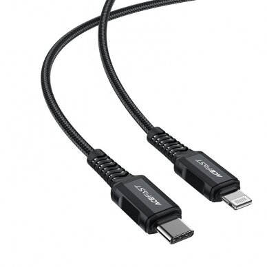 Kabelis Acefast MFI USB Type C - Lightning 1,8m, 30W, 3A Juodas (C4-01 C) 2