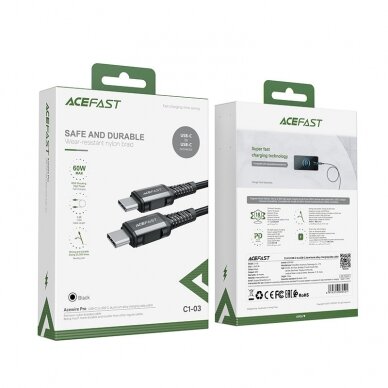 Kabelis Acefast USB Type C - USB Type C 1.2m, Juodas (C1-03) 4