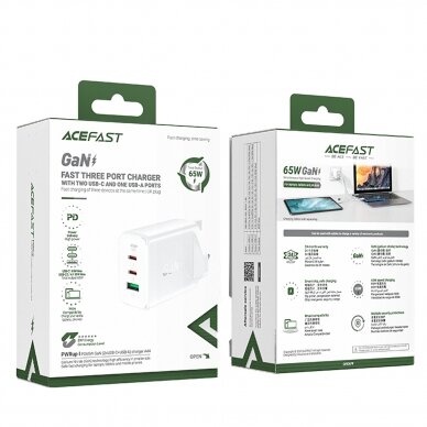 Acefast charger GaN 65W 3 ports (1xUSB, 2xUSB C PD) UK plug Baltas (A44) 5 Acefast charger GaN 65W 3 ports (1xUSB, 2xUSB C PD) UK plug Baltas (A44) 5