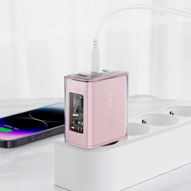Acefast charger GaN 65W 3 ports (1xUSB, 2xUSB C) pink (A45) 4 Acefast charger GaN 65W 3 ports (1xUSB, 2xUSB C) pink (A45) 4