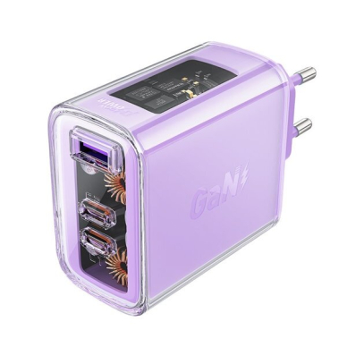 Acefast charger GaN 65W 3 ports (1xUSB, 2xUSB C) purple (A45) Acefast charger GaN 65W 3 ports (1xUSB, 2xUSB C) purple (A45)