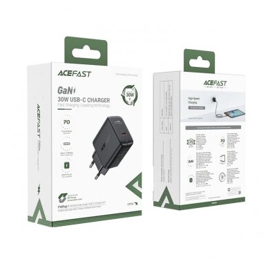 Įkrovimo blokelis Acefast GaN USB Type C 30W, PD, QC 3.0, AFC, FCP Juodas A21 4 Įkrovimo blokelis Acefast GaN USB Type C 30W, PD, QC 3.0, AFC, FCP Juodas A21 4
