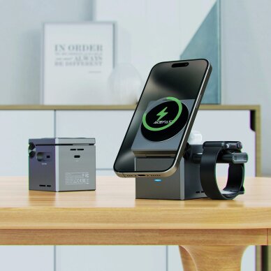 Acefast E18 3in1 indukcinis įkroviklis Rubiko kubo formos – juodas 6