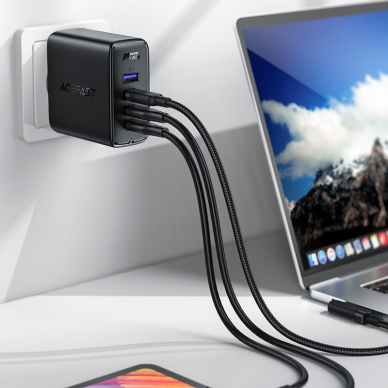 Acefast fast charger GaN 3xUSB-C/1xUSB-A 100W Juodas+ angled cable USB-C - USB-C 100W 2m Juodas 3 Acefast fast charger GaN 3xUSB-C/1xUSB-A 100W Juodas+ angled cable USB-C - USB-C 100W 2m Juodas 3