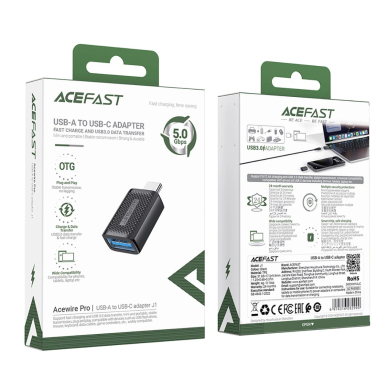 Acefast J1 USB-A 3.0 (moteriškas) / USB-C 3.0 (vyriškas) adapteris 5Gb/s – juodas 4 Acefast J1 USB-A 3.0 (moteriškas) / USB-C 3.0 (vyriškas) adapteris 5Gb/s – juodas 4