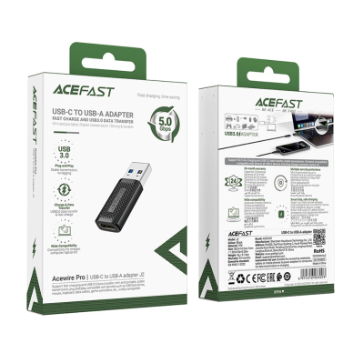 Acefast J2 USB-C 3.0 (moteriškas) į USB-A 3.0 (vyriškas) adapteris 5Gb/s – juodas 4
