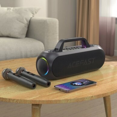 Acefast K1 belaidė karaoke kolonėlė su 2 mikrofonais – juoda 9