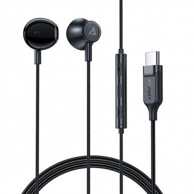 Acefast L2 in-ear ausinės USB-C connector, microphone remote control 1.2 m - Juodas 1 Acefast L2 in-ear ausinės USB-C connector, microphone remote control 1.2 m - Juodas 1