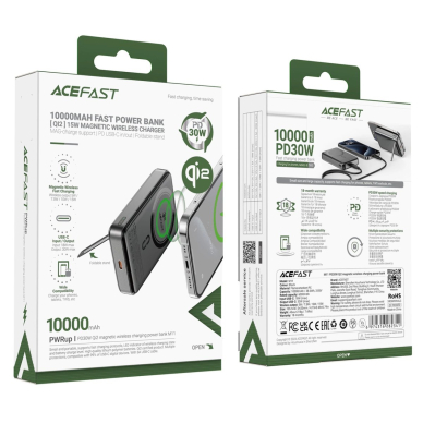 Acefast M11-10000 30W Qi2 magnetinis powerbank su MagSafe – juodas 5