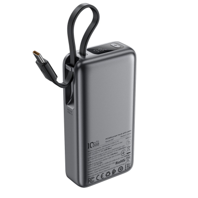 Acefast M7-10000 PD30W powerbank su integruotu kabeliu – juodas 1