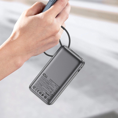 Acefast M7-10000 PD30W powerbank su integruotu kabeliu – juodas 6