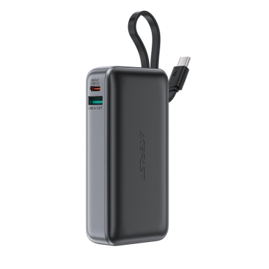 Acefast M7-10000 PD30W powerbank su integruotu kabeliu – juodas