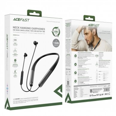 Acefast N1 belaidės in-ear ausinės + USB-A / USB-C kabelis – juodas 8