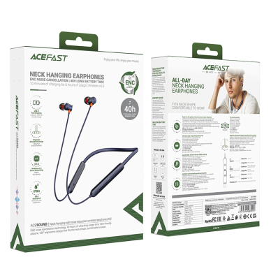 Acefast N2 belaidės ENC Bluetooth 5.3 ausinės su kaklo juosta – mėlynas 5