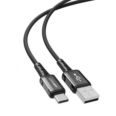 Kabelis Acefast USB - USB Type C 1.2m, 3A Juodas (C1-04) 1