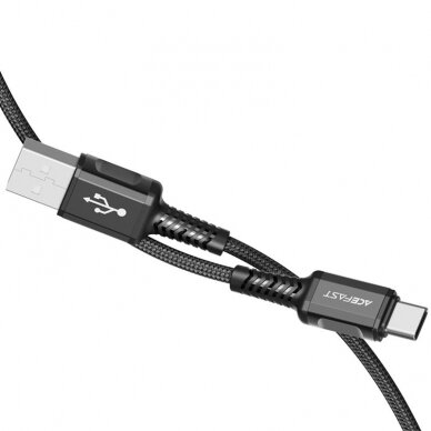 Kabelis Acefast USB - USB Type C 1.2m, 3A Juodas (C1-04) 2