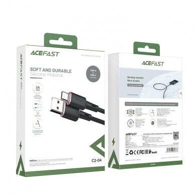Kabelis Acefast USB - Type C 1.2m, 3A Juodas (C2-04) 4