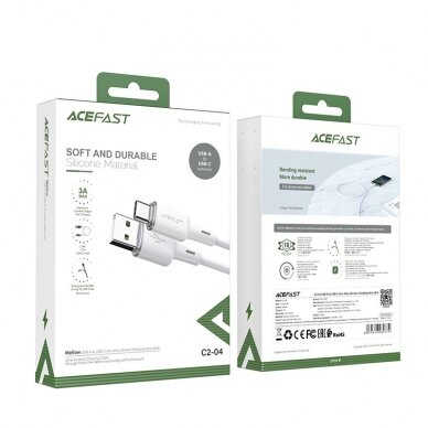 Kabelis Acefast USB - Type C 1.2m, 3A Baltas (C2-04) 4 Kabelis Acefast USB - Type C 1.2m, 3A Baltas (C2-04) 4