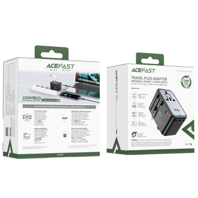 Acefast Z1 GaN 75W PD kelioninis įkroviklis, adapteris 3x USB-C + 2x USB-A – juodas 4