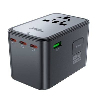 Acefast Z1 GaN 75W PD kelioninis įkroviklis, adapteris 3x USB-C + 2x USB-A – juodas 7
