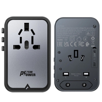 Acefast Z1 GaN 75W PD kelioninis įkroviklis, adapteris 3x USB-C + 2x USB-A – juodas 8