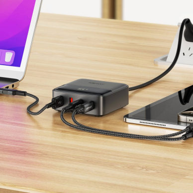 Acefast Z6 PD65W GaN įkrovimo stotelė (2x USB-C + 2x USB-A), US tipas – juodas 5