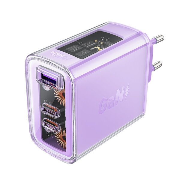 Acefast charger GaN 65W 3 ports (1xUSB, 2xUSB C) purple (A45) Acefast charger GaN 65W 3 ports (1xUSB, 2xUSB C) purple (A45)