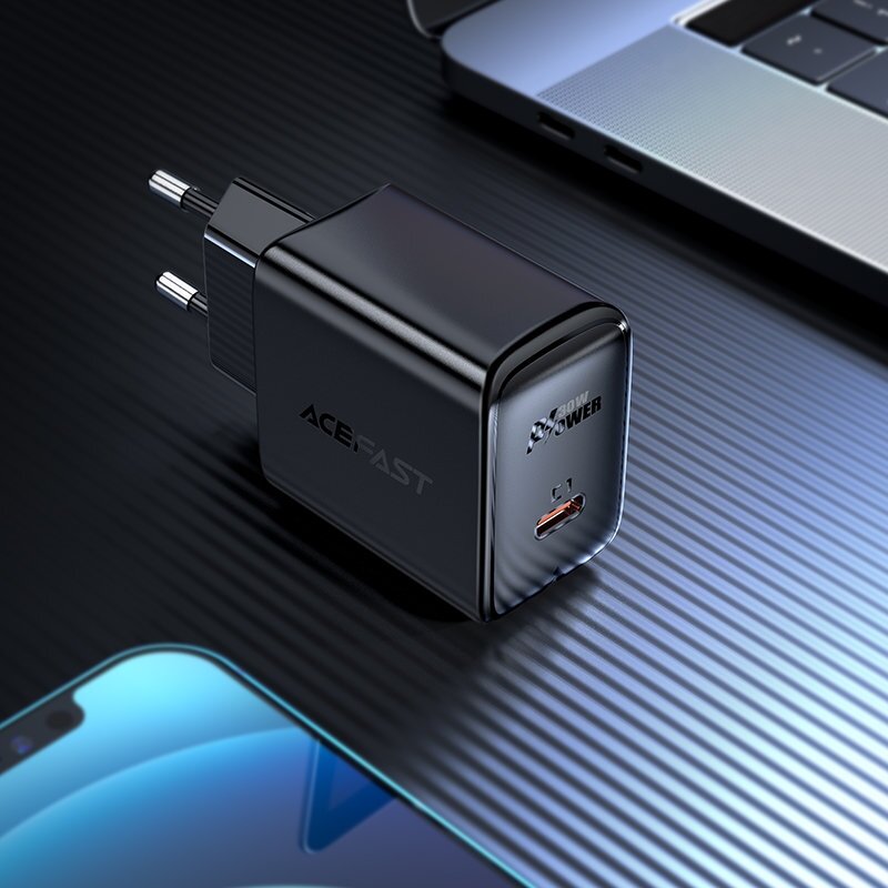 Įkrovimo blokelis Acefast GaN USB Type C 30W, PD, QC 3.0, AFC, FCP Juodas A21 3 Įkrovimo blokelis Acefast GaN USB Type C 30W, PD, QC 3.0, AFC, FCP Juodas A21 3