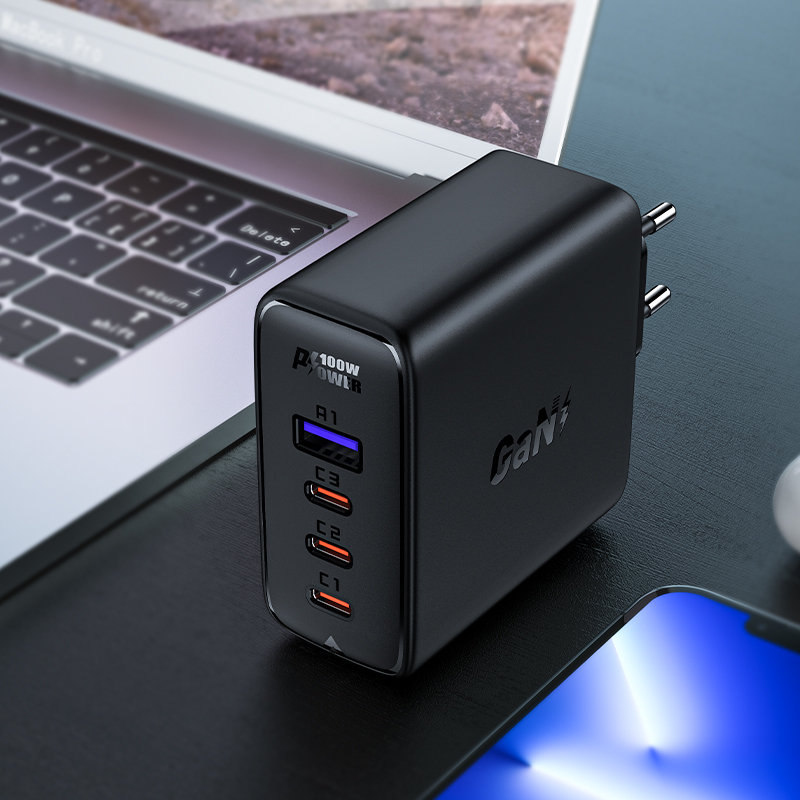 Acefast fast charger GaN 3xUSB-C/1xUSB-A 100W Juodas+ angled cable USB-C - USB-C 100W 2m Juodas 2 Acefast fast charger GaN 3xUSB-C/1xUSB-A 100W Juodas+ angled cable USB-C - USB-C 100W 2m Juodas 2