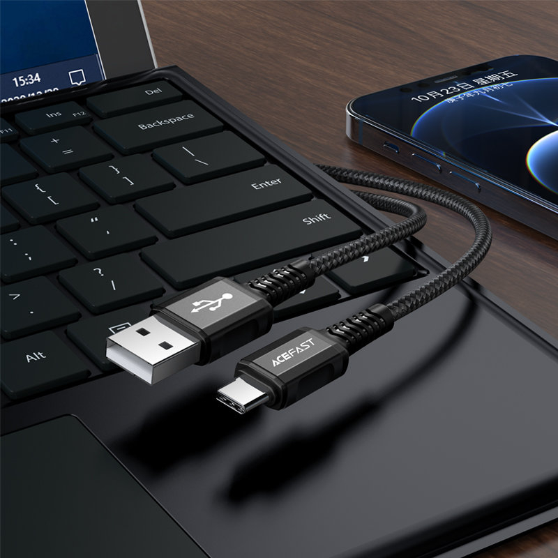 Kabelis Acefast USB - USB Type C 1.2m, 3A Juodas (C1-04) 5 Kabelis Acefast USB - USB Type C 1.2m, 3A Juodas (C1-04) 5