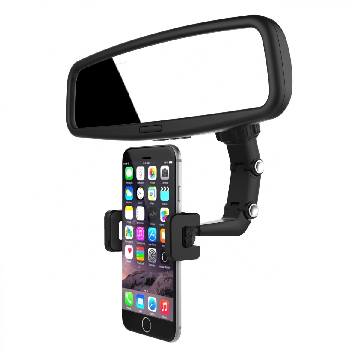 Adjustable car rearview mirror holder for smartphone black 4 Adjustable car rearview mirror holder for smartphone black 4
