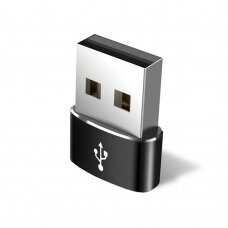 [Užsakomoji prekė] Adapteris Type-C į USB, 3A - Techsuit Adapter - Juodas