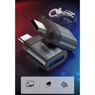 [Užsakomoji prekė] Adapteris OTG Type-C į USB 3.0 5Gbps - Yesido (GS06) - Juodas 6