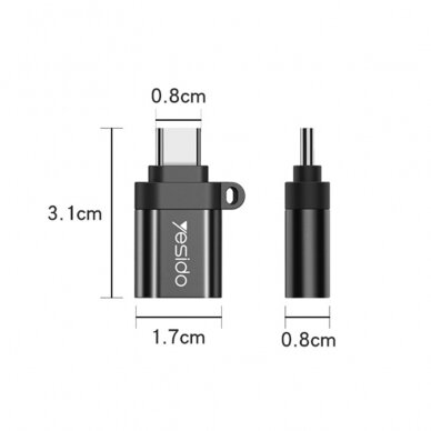 [Užsakomoji prekė] Adapteris OTG Type-C į USB 3.0 5Gbps - Yesido (GS06) - Juodas 8