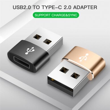 [Užsakomoji prekė] Adapteris Type-C į USB, 3A - Techsuit Adapter - Juodas 5
