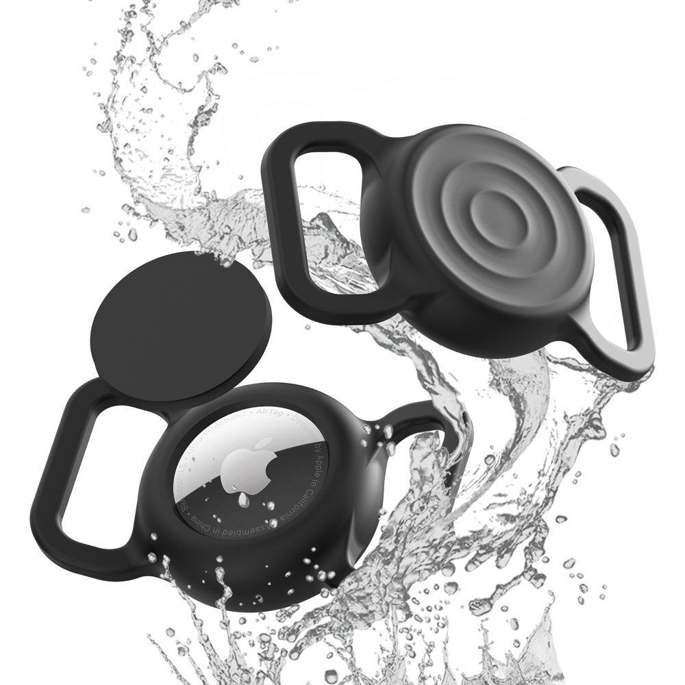 AirTag silikoninis vandeniui atsparus dėklas ant augintinio antkaklio – juodas 2