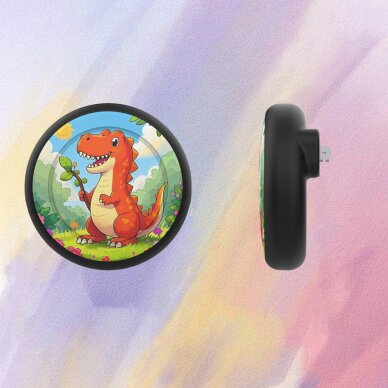 AirTag dėklas – juodas su dinozauro piešiniu 1