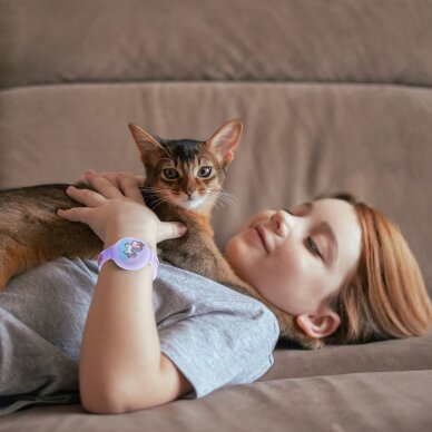 AirTag silikoninė apyrankė vaikams su vienaragiu – violetinė 1