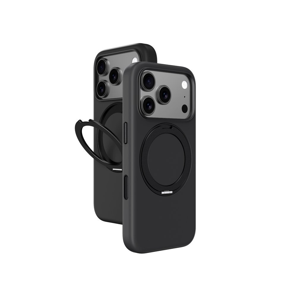 iPhone 17 Pro dėklas AmazingThing Cloudie su stovu – juodas iPhone 17 Pro dėklas AmazingThing Cloudie su stovu – juodas