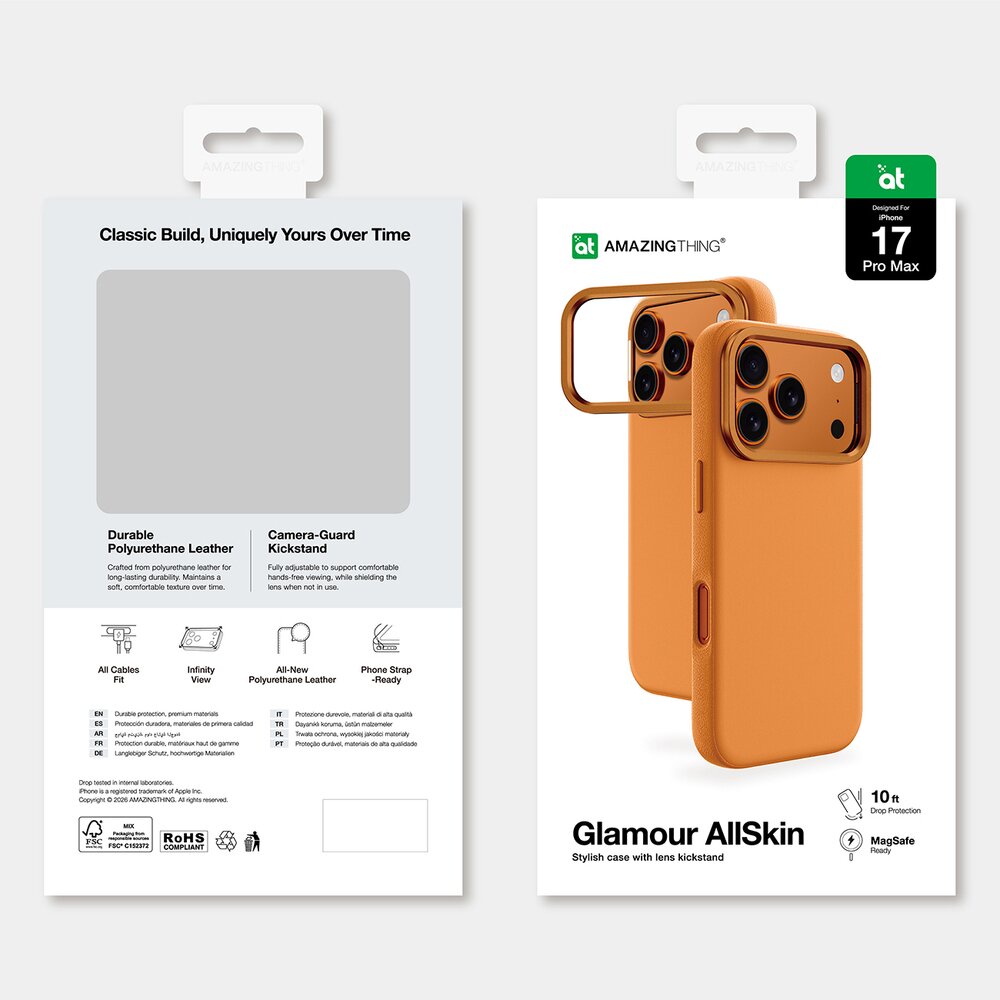 iPhone 17 Pro Max AmazingThing Glamor 3 Lens dėklas – titano oranžinis 6