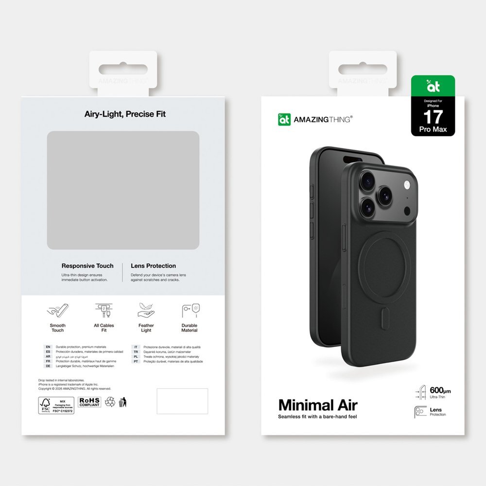 iPhone 17 Pro Max dėklas AmazingThing Minimal Air MagSafe – juodas 7