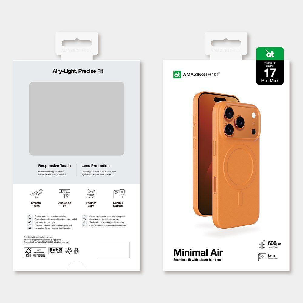 iPhone 17 Pro Max AmazingThing Minimal Air dėklas, suderinamas su MagSafe – oranžinis 6 iPhone 17 Pro Max AmazingThing Minimal Air dėklas, suderinamas su MagSafe – oranžinis 6