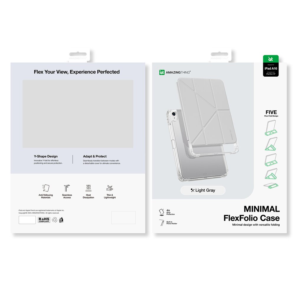 iPad 11" 2025 AmazingThing Minimal dėklas – šviesiai pilkas 5