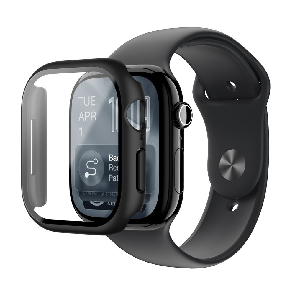 Apple Watch Series 11 42mm AmazingThing Radix ekrano apsauginis stiklas su dėklu – juodas Apple Watch Series 11 42mm AmazingThing Radix ekrano apsauginis stiklas su dėklu – juodas