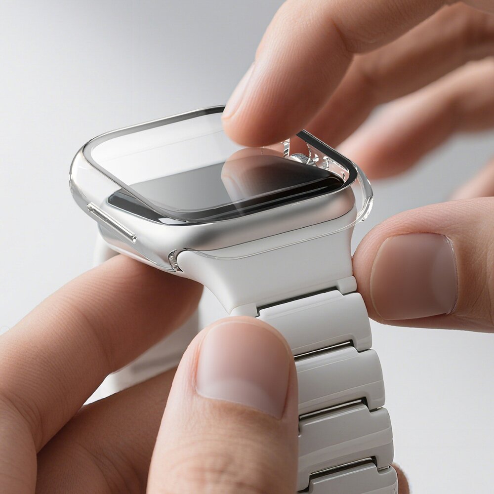 Apple Watch Series 11 46mm AmazingThing Radix ekrano apsauginis stiklas su dėklu – skaidrus 9