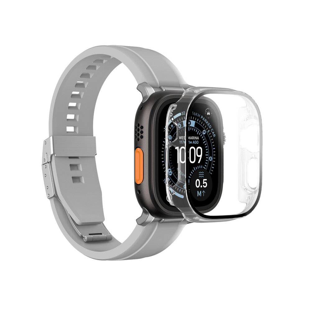 Apple Watch Ultra 3 49mm AmazingThing Radix ekrano apsauginis stiklas su dėklu – skaidrus 4