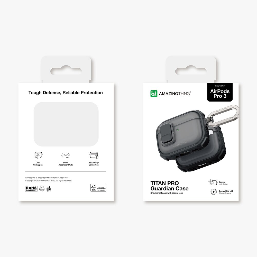 AirPods Pro 3 AmazingThing Titan Pro Mag Clear dėklas – juodas 13