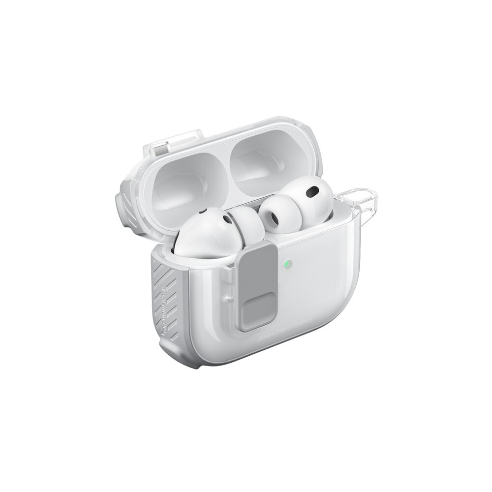 AirPods Pro 3 AmazingThing Titan Pro Mag Clear dėklas – baltas 6 AirPods Pro 3 AmazingThing Titan Pro Mag Clear dėklas – baltas 6