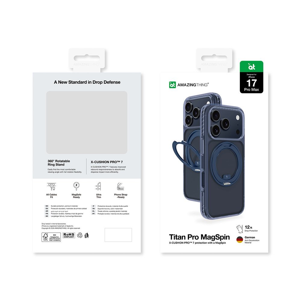 iPhone 17 Pro Max AmazingThing Titan Pro MagSpin dėklas, suderinamas su MagSafe – mėlynas 7