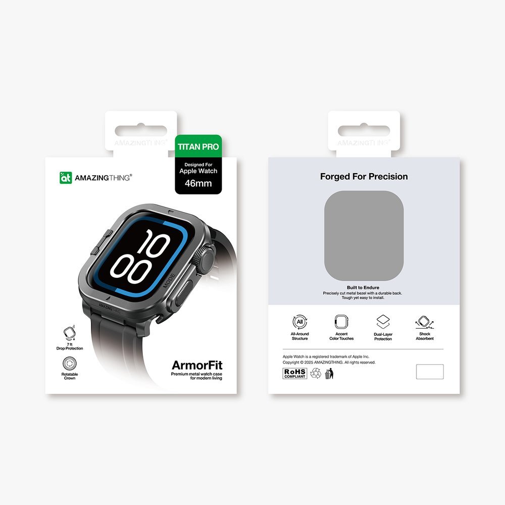 Apple Watch 11 46 mm AmazingThing Titan Pro Metal aliuminio dėklas – juodas 5 Apple Watch 11 46 mm AmazingThing Titan Pro Metal aliuminio dėklas – juodas 5